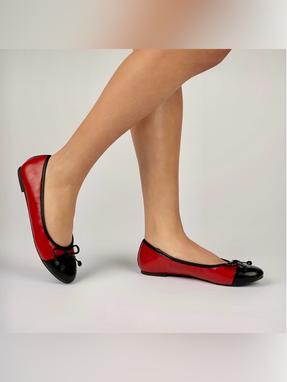 Red and Black Patent Ballet Flats - Women's Comfort Slip-Ons